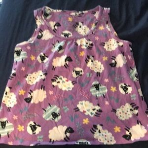 White stag pajama tank top. Lg. Purple and sheep